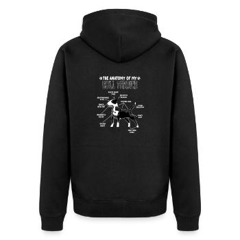 Bullterrier Anatomie lustig Hundehalter Hunde - Unisex Premium Bio Zip Hoodie - Schwarz - Hinten - Nico (187cm)
