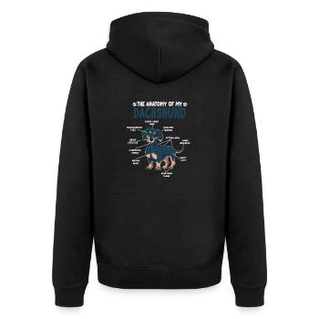 Dachshund Anatomy Funny Dog Owners Dogs - Unisex Premium Organic Zip Hoodie - black - Back - Nico (187cm)