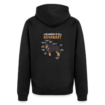 Hovawart Anatomie lustig Hundehalter Spaziergang H - Unisex Premium Bio Zip Hoodie - Schwarz - Hinten - Nico (187cm)