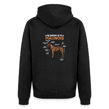 Malinois Anatomy Funny Dog Owner Walk - Unisex Premium Organic Zip Hoodie - black - Back - Nico (187cm)