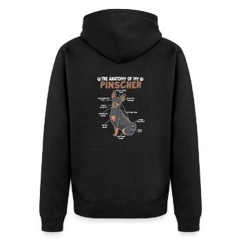 Pinscher Anatomie Drôle Chien Propriétaire Promenade - Veste à capuche bio Premium Unisexe - noir - Dos - Nico (187cm)