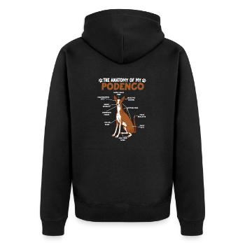 Podenco Anatomy Funny Dog Owner Walk - Unisex Premium Organic Zip Hoodie - black - Back - Nico (187cm)