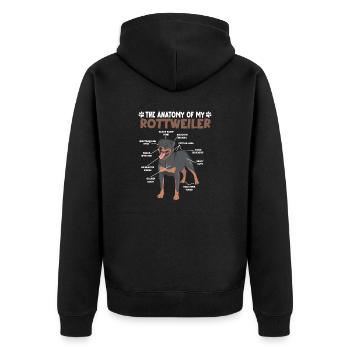 Rottweiler Anatomie lustig Hundehalter Spaziergang - Unisex Premium Bio Zip Hoodie - Schwarz - Hinten - Nico (187cm)