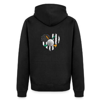 Irische amerikanische Flagge Golfspieler St. Paddy - Unisex Premium Bio Zip Hoodie - Schwarz - Hinten - Nico (187cm)