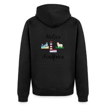 Stolzer Nordfriese - Unisex Premium Bio Zip Hoodie - Schwarz - Hinten - Nico (187cm)