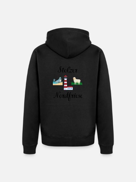 Stolzer Nordfriese - Unisex Premium Bio Zip Hoodie - Schwarz