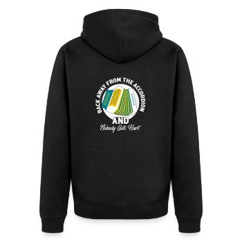 Back Away From The Accordion And Nobody Gets Hurt - Unisex Premium Bio Zip Hoodie - Schwarz - Hinten - Nico (187cm)