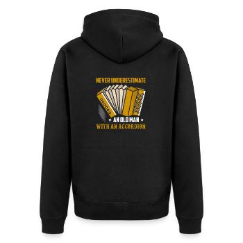 Never Underestimate An Old Man With An Accordion M - Unisex Premium Bio Zip Hoodie - Schwarz - Hinten - Nico (187cm)