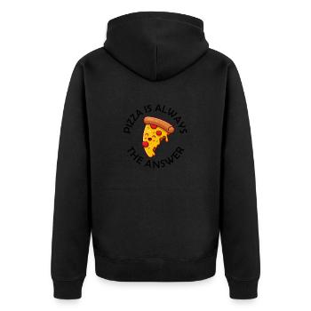 Pizza Is Always The Answer Lustiger Pizza Spruch - Unisex Premium Bio Zip Hoodie - Schwarz - Hinten - Nico (187cm)