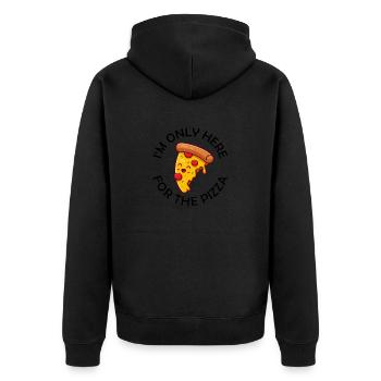 I’m Only Here For The Pizza Lustiger Pizza Spruch - Unisex Premium Bio Zip Hoodie - Schwarz - Hinten - Nico (187cm)