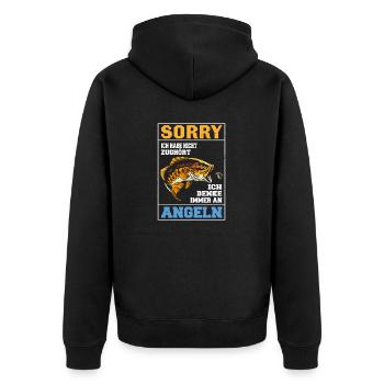 Habe nicht zugehört denke an Angeln Angeln Fische - Unisex Premium Bio Zip Hoodie - Schwarz - Hinten - Nico (187cm)
