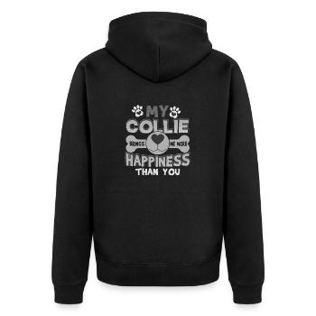 My Collie Brings More Happiness Than You Collie - Unisex Premium Organic Zip Hoodie - black - Back - Nico (187cm)