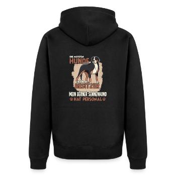 Berner Sennenhund Gassi Witziges Hundehalter - Unisex Premium Bio Zip Hoodie - Schwarz - Hinten - Nico (187cm)