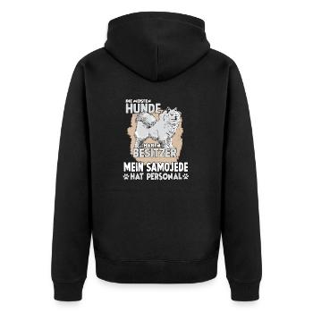 Samojede Hundebesitzer Gassi Witziges Hundehalter - Unisex Premium Bio Zip Hoodie - Schwarz - Hinten - Nico (187cm)