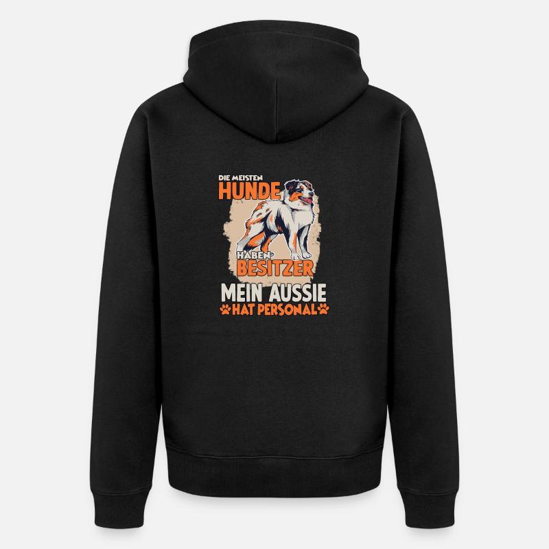 Australian Shepherd Hundebesitzer lustiges Aussie - Unisex Premium Bio Zip Hoodie - Schwarz