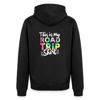 This is my Road trip Tie Dye for Matching Family - Unisex Premium Organic Zip Hoodie - black - Back - Nico (187cm)