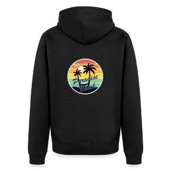 Paradise Beach - Unisex Premium Bio Zip Hoodie - Schwarz - Hinten - Nico (187cm)