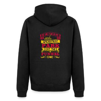 Trichterkuchenliebhaber - Funny Fair - Unisex Premium Bio Zip Hoodie - Schwarz - Hinten - Nico (187cm)