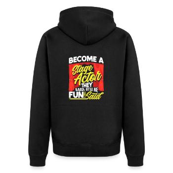 Theater Thespian Theatrical Thespianism Become A - Unisex Premium Bio Zip Hoodie - Schwarz - Hinten - Nico (187cm)