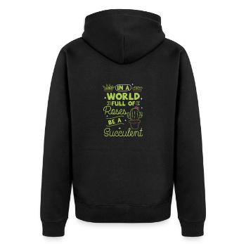 Pflanzen Succulent Plants - Unisex Premium Bio Zip Hoodie - Schwarz - Hinten - Nico (187cm)
