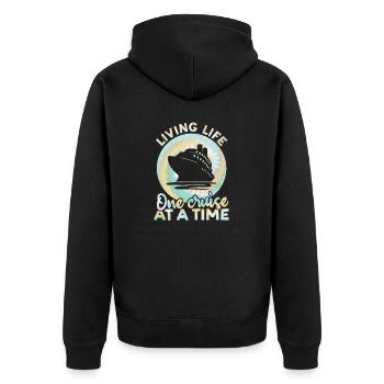 Living Life One Cruise At A Time Tie Dye Print - Unisex Premium Organic Zip Hoodie - black - Back - Nico (187cm)