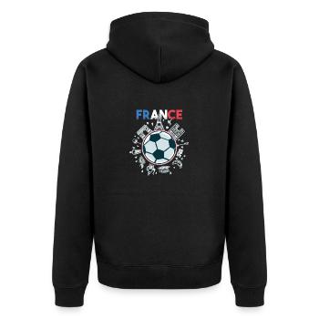 Frankreich Flagge Reisen Fußball Frankreich Flagge - Unisex Premium Bio Zip Hoodie - Schwarz - Hinten - Nico (187cm)