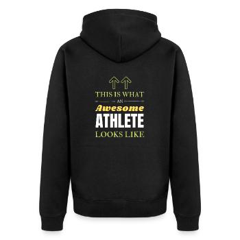 Athlete - Unisex Premium Organic Zip Hoodie - black - Back - Nico (187cm)