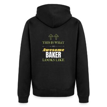 Baker - Unisex Premium Organic Zip Hoodie - black - Back - Nico (187cm)