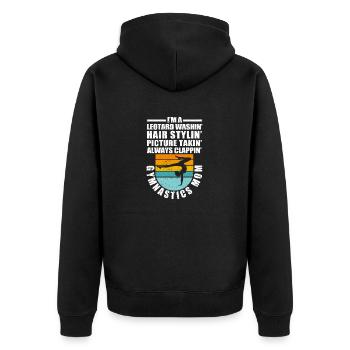 Ich bin ein Trikot Washin 'Gymnastik Mom Funny - Unisex Premium Bio Zip Hoodie - Schwarz - Hinten - Nico (187cm)