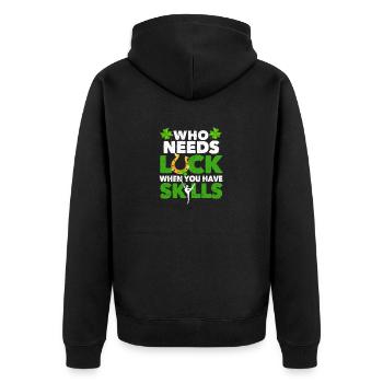 Who needs luck when you have skills - Unisex Premium Organic Zip Hoodie - black - Back - Nico (187cm)