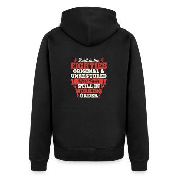 Built in The 80s Birthday Men Women Built in The - Unisex Premium Organic Zip Hoodie - black - Back - Nico (187cm)