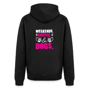 weekends coffee dogs - Unisex Premium Organic Zip Hoodie - black - Back - Nico (187cm)
