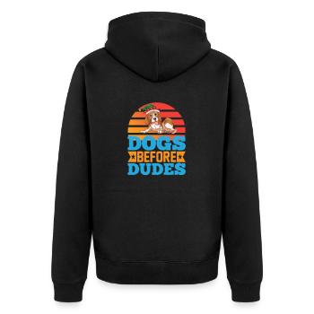 dogs before dudes - Unisex Premium Organic Zip Hoodie - black - Back - Nico (187cm)