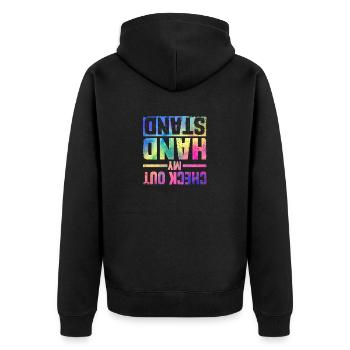Drôle gymnastique Humour Turner Vérifiez mon - Veste à capuche bio Premium Unisexe - noir - Dos - Nico (187cm)