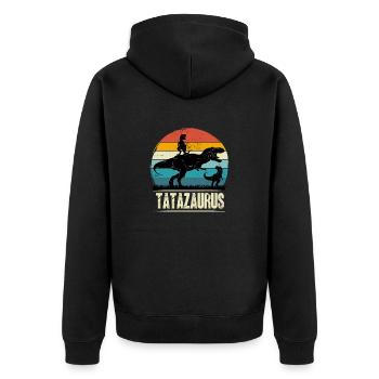 Tatazaurus papa t-rex père polonais - Veste à capuche bio Premium Unisexe - noir - Dos - Nico (187cm)