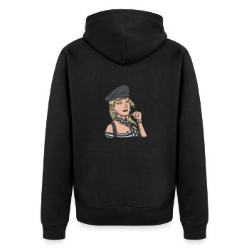 Retro Woman Style Retro Woman Style Geschenk Inspi - Unisex Premium Bio Zip Hoodie - Schwarz - Hinten - Nico (187cm)