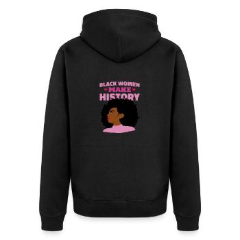 Schwarze Frauen Geschichte Schwarze Frauen Geschic - Unisex Premium Bio Zip Hoodie - Schwarz - Hinten - Nico (187cm)