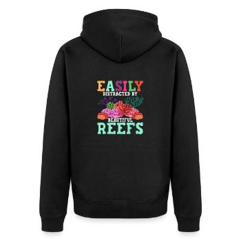 Easily Distracted By Beautiful Reefs Ocean Marine - Unisex Premium Organic Zip Hoodie - black - Back - Nico (187cm)
