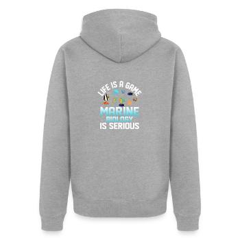 Life Is A Game Marine Biology Is Serious Ocean Stu - Unisex Premium Bio Zip Hoodie - Grau meliert - Hinten - Nico (187cm)