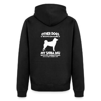 Funny dog training motive Shiba Inu dog ownership - Unisex Premium Organic Zip Hoodie - black - Back - Nico (187cm)