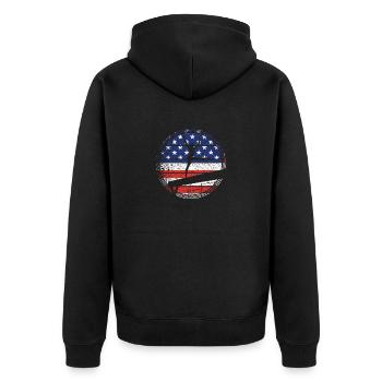 Cool Gymnastics Art USA Flag American - Unisex Premium Organic Zip Hoodie - black - Back - Nico (187cm)