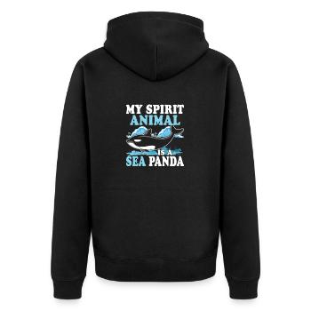 My Spirit Animal Is A Sea Panda Scientist Marine - Unisex Premium Bio Zip Hoodie - Schwarz - Hinten - Nico (187cm)