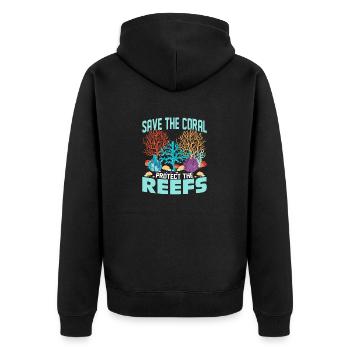 Save The Coral Protect the Reefs Marine Biology S - Unisex Premium Bio Zip Hoodie - Schwarz - Hinten - Nico (187cm)