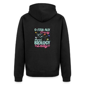 O-Fish-Ally Crazy Marine Biology Lady Biologist S - Unisex Premium Organic Zip Hoodie - black - Back - Nico (187cm)
