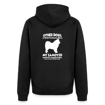 Lustige Samojeden-Hundeerziehung Hundehalter - Unisex Premium Bio Zip Hoodie - Schwarz - Hinten - Nico (187cm)