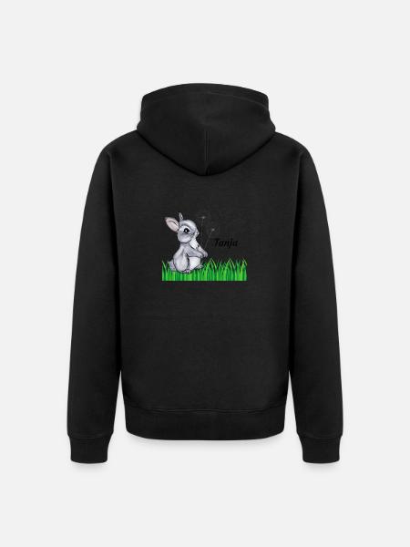 Rabbit Name Gift Tanja - Unisex Premium Organic Zip Hoodie - black