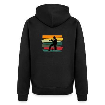 Trompete Trompeter Musiker Trompetenspieler - Unisex Premium Bio Zip Hoodie - Schwarz - Hinten - Nico (187cm)