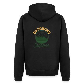 Camping Outdoors and Smores - Unisex Premium Bio Zip Hoodie - Schwarz - Hinten - Nico (187cm)