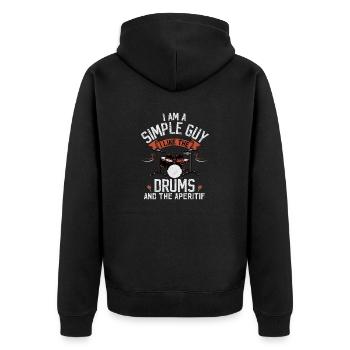 gift man drummer instruments aperitif - Unisex Premium Organic Zip Hoodie - black - Back - Nico (187cm)