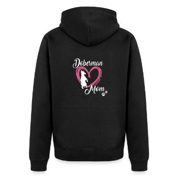Dobermann Mom Hundehalterin Motiv süßes Dobermann - Unisex Premium Bio Zip Hoodie - Schwarz - Hinten - Nico (187cm)